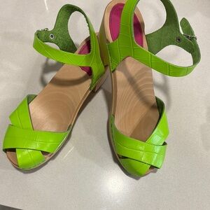 Swedish Hasbeens Green Mules & Clogs
